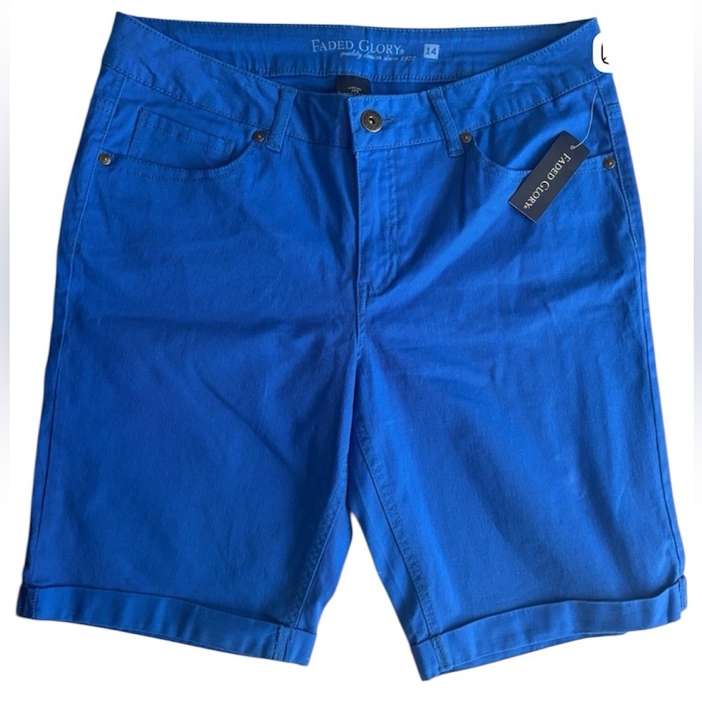 Faded Glory Women’s Vibrant Blue Flat Front Shorts